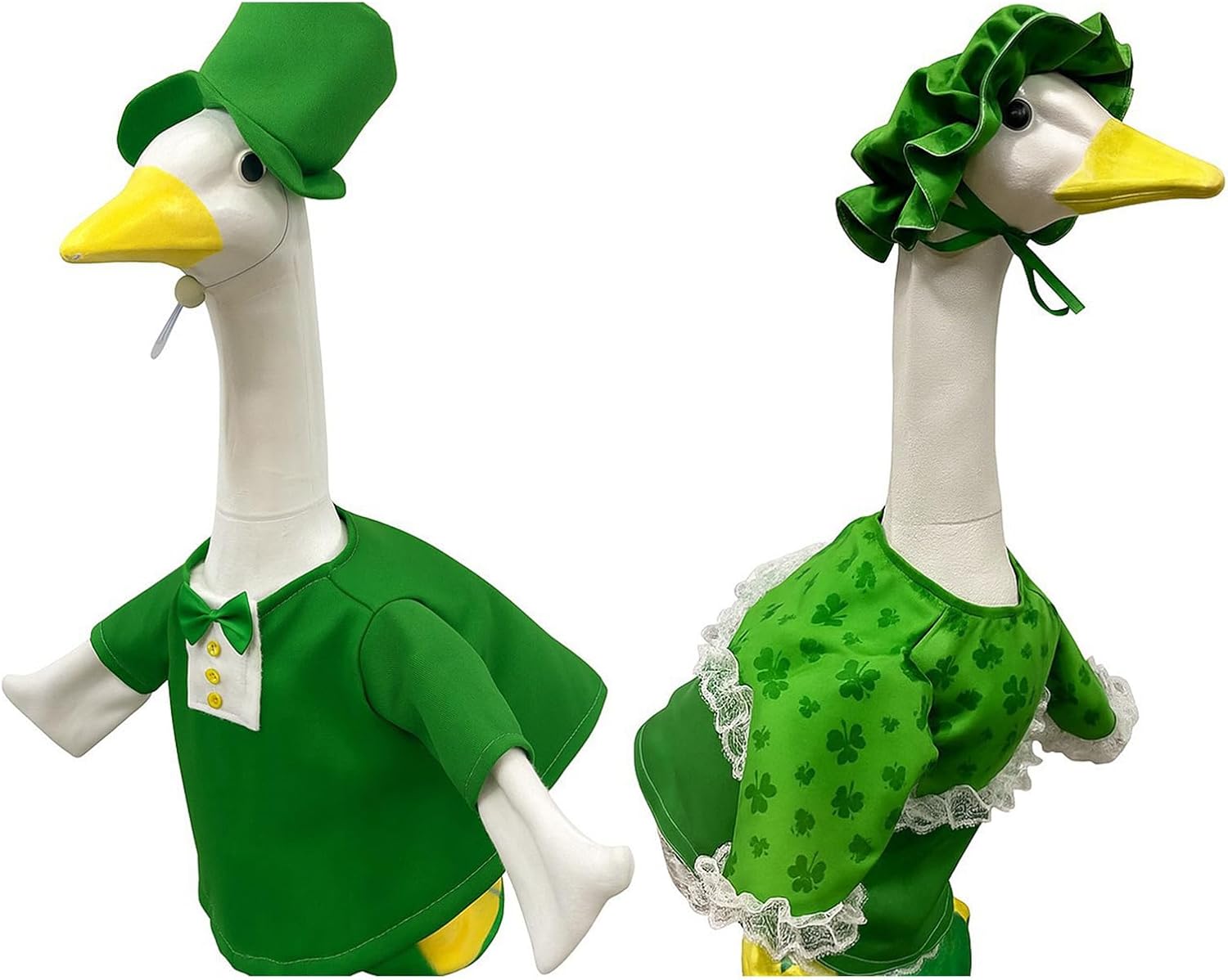 ordinarYone Patrick's Day 23 Inch Porch Geese Festival Clover Pattern Costume Set for Outdoor Holiday Decorations