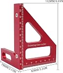 3D Règle de mesure multi-angle, 4.41" x 3.11" Protracteur carré en alliage d'aluminium, outil de menuiserie