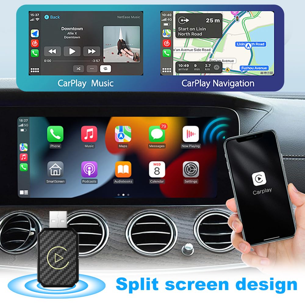 Adattatore Wireless PANDAHAI Per CarPlay – Plug&play, Compatibile Con Auto Dotate Di USB-C/A, Per IOS 10+