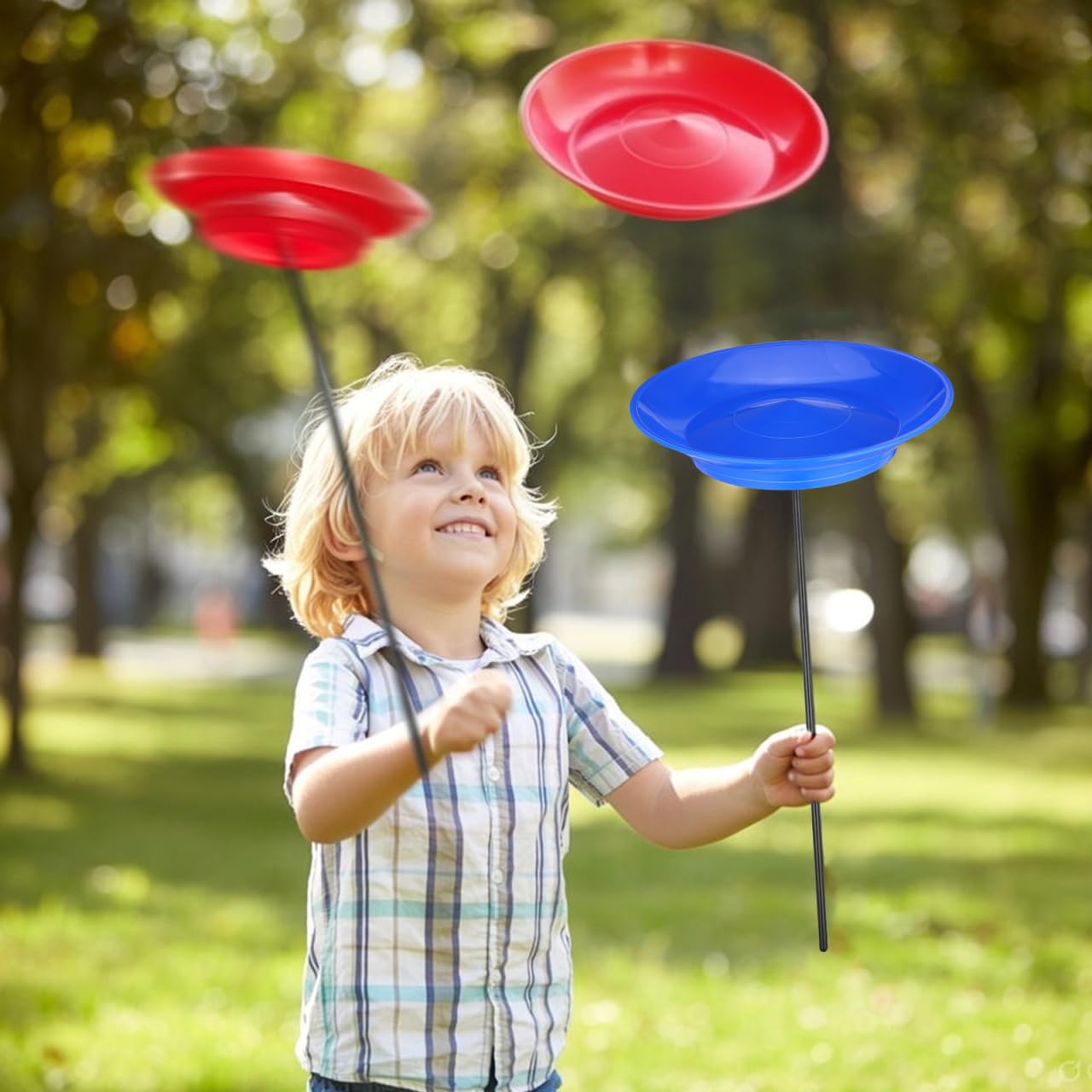 TOYANDONA Set di piatti giocoleria per bambini e adulti colorati con aste per girare e giocoleria giocattolo circo per feste e spettacolo