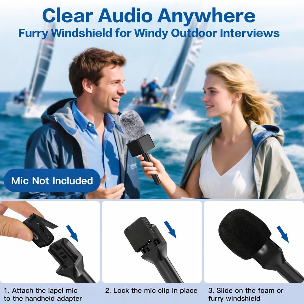 ZealSound Handmikrofon Adapter für DJI Mic, Wireless Lavalier Mikrofon Griff, Funkmikrofon Halter kompatibel mit RØDE Wireless GO, Hollyland Lark, BOYA, Interview Mikrofon