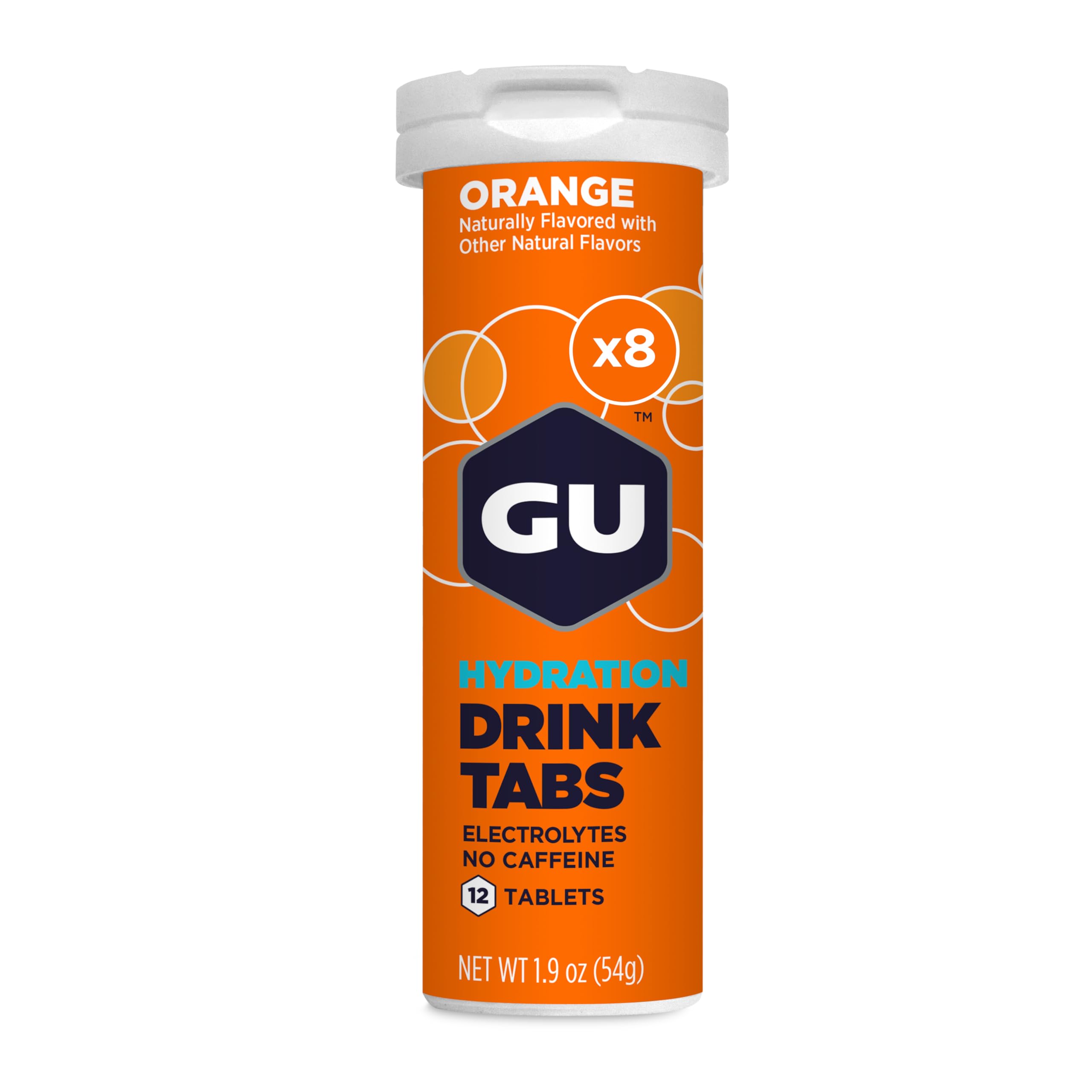 GU Energy Hydration Electrolyte Drink Tablets, Vegan, Gluten Free & Caffeine Free, Enhanced Endurance Sports Drink for Running, Cycling, Triathlon, 8-Count (96 Servings), Orange