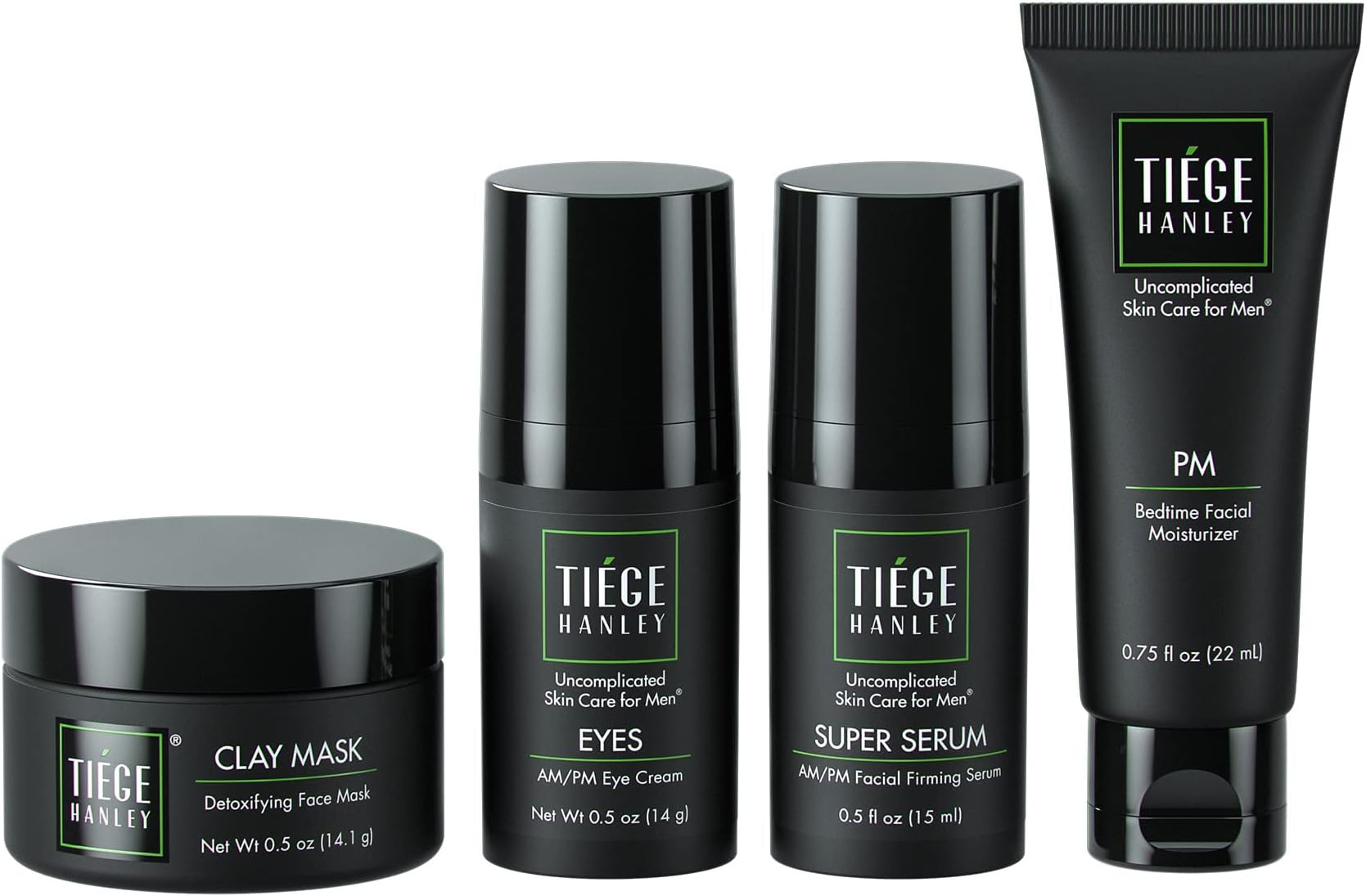 Tiege Hanley Fine Line and Wrinkle Repair for Men | 4 Products to Detoxify and Cleanse, Smooth Out Wrinkles, Diminish Eye Bags and Crow’s Feet, and Moisturize and Repair Skin | Made in USA