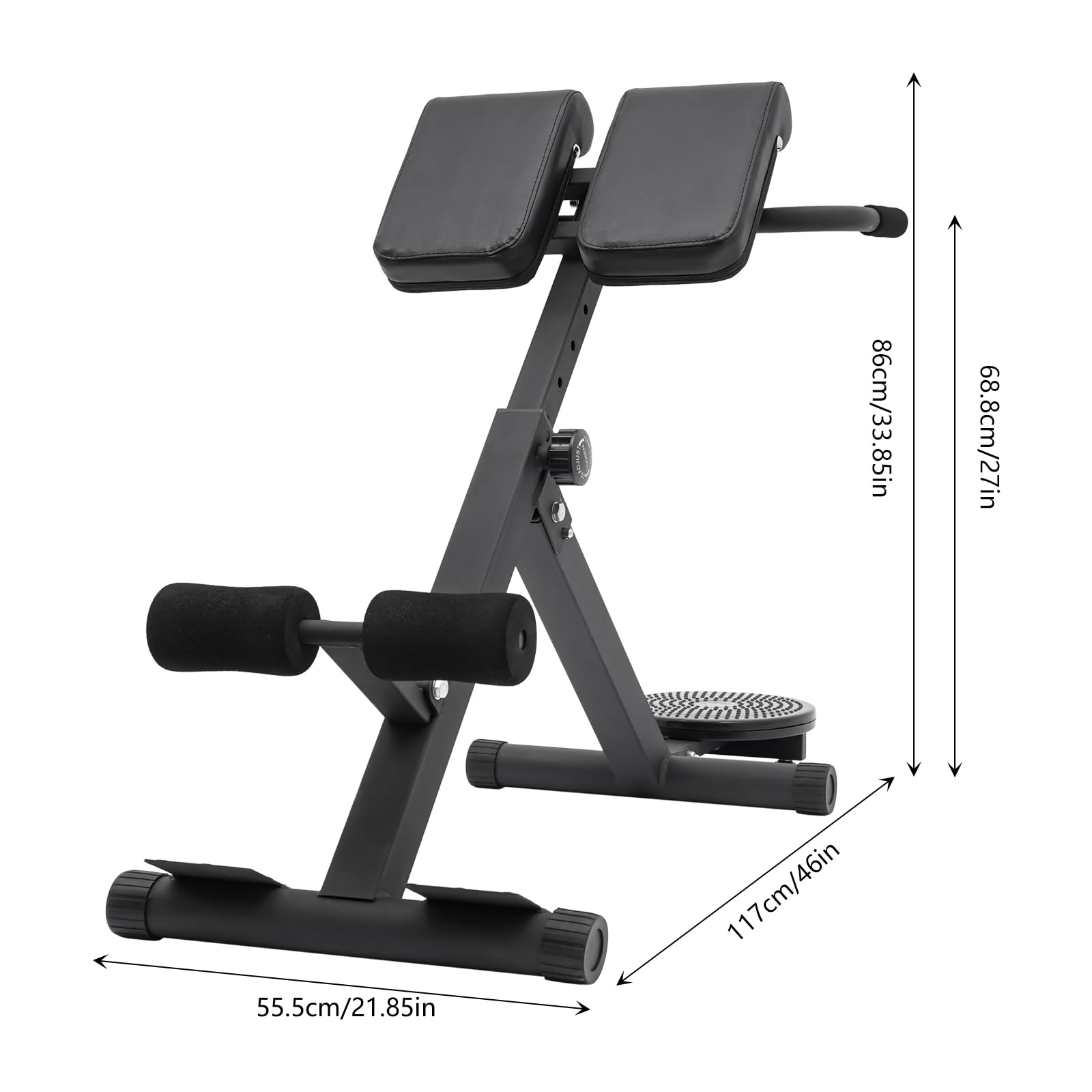 Extenseur de dos, hyper extension romaine, étireur de dos, appareil abdominal pliable avec inclus - Entraîneur multifonction réglable - Charge maximale : 120 kg.