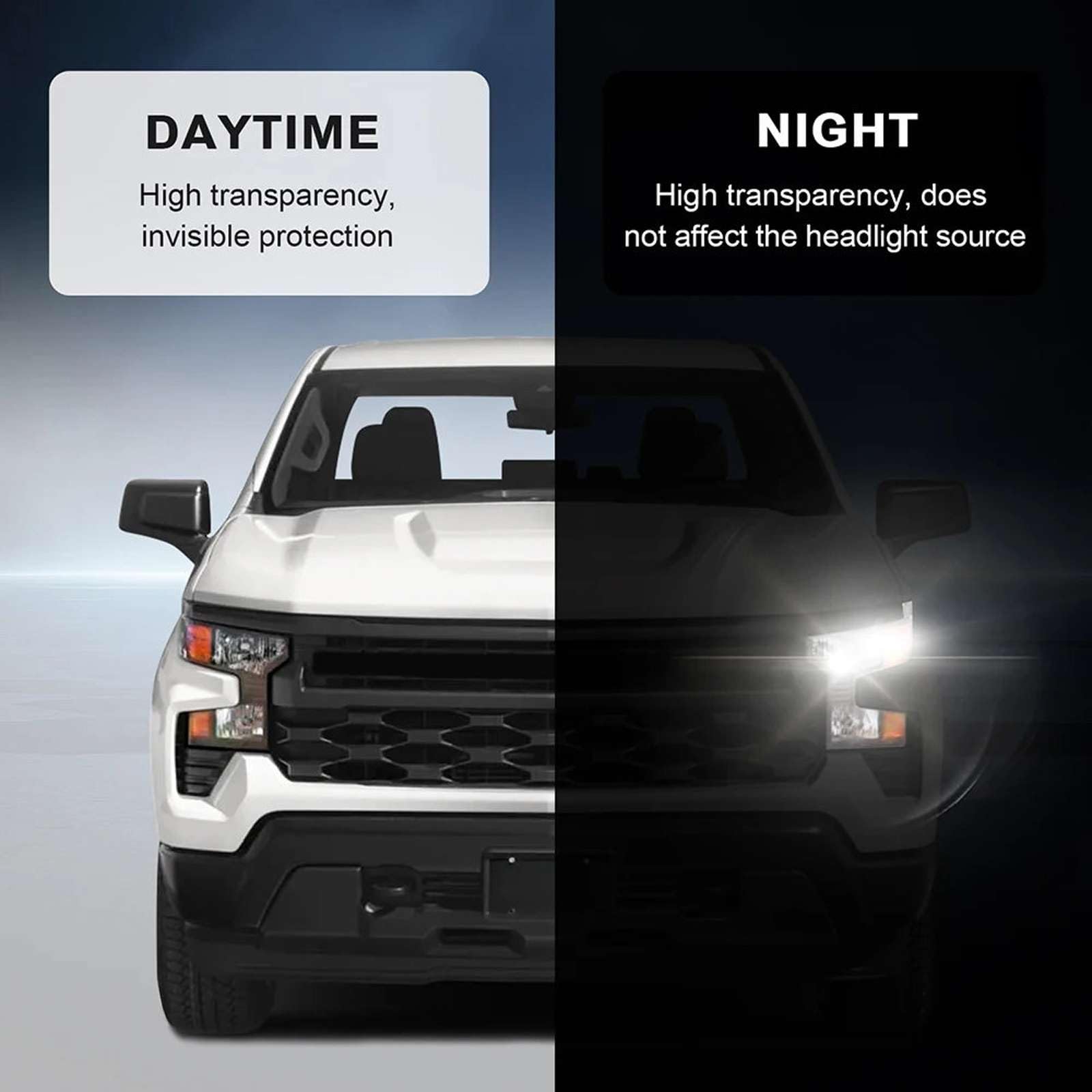 Vorgeschnittene PPF-Scheinwerfer-Schutzfolie aus TPU, passend für Chevrolet Silverado 1500 2019–2024 (Scheinwerfer)