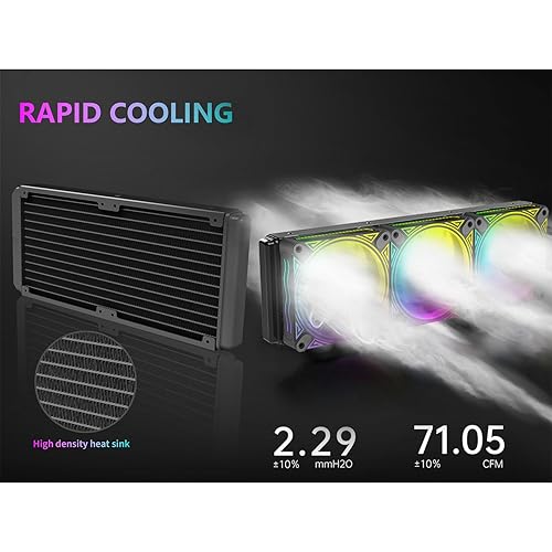 Miniatura 10 de T-240MM Negro ARGB CPU líquida refrigeración por agua con 9.449 in ARGB PWM ventilador, pantalla de temperatura, refrigeración por agua de