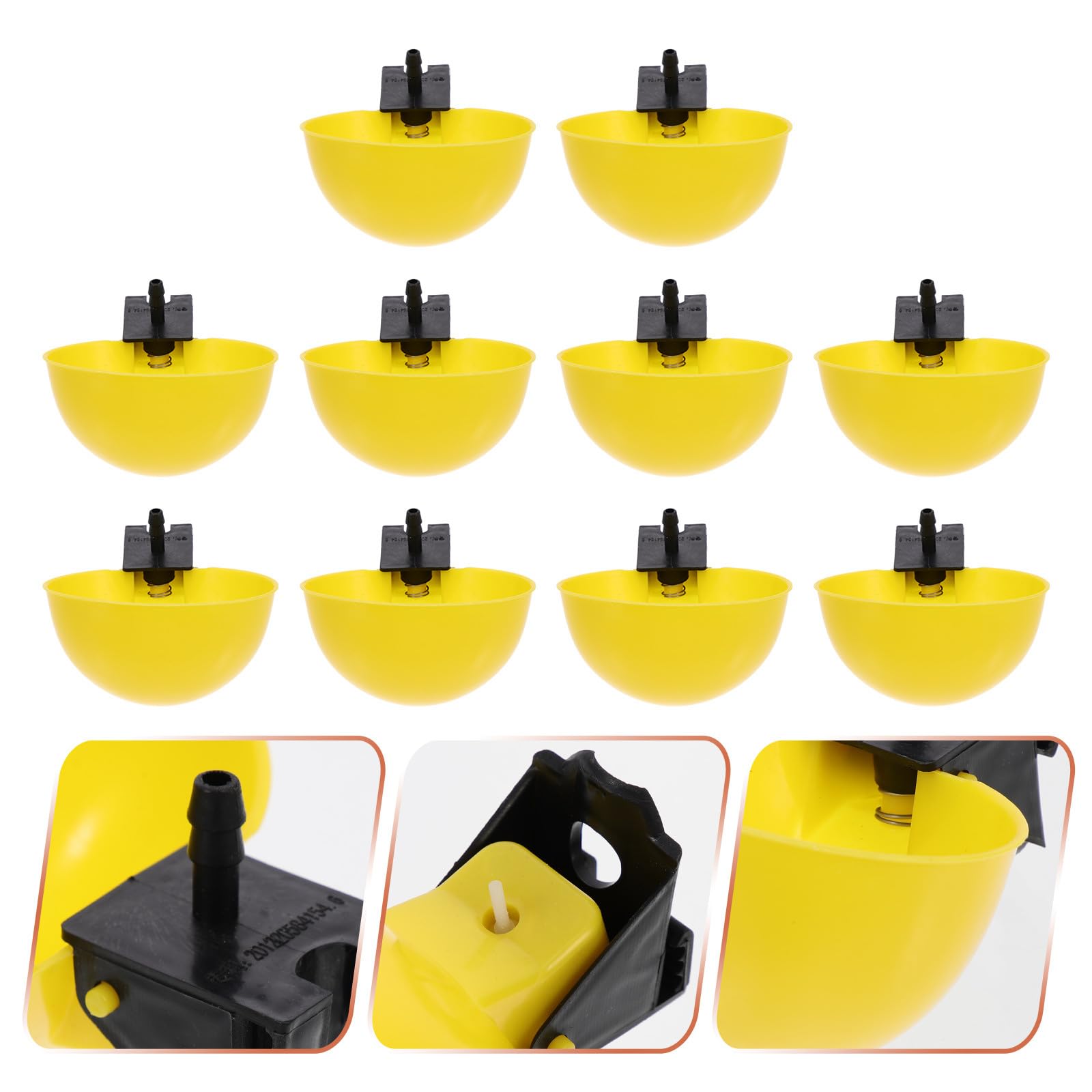 TIDTALEO Bebedero Automático y el Acceso al Agua 10 Piezas para y Codornices de Plástico Amarillo, Resistente y Seguro Mordeduras para Jaulas
