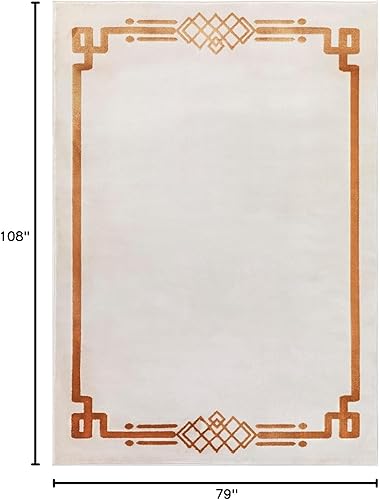 Miniatura 2 de Antep Rugs Babil Gold - Alfombra moderna con bordes de 6 x 9 pies, beige, 6 pies 7 pulgadas x 9 pies