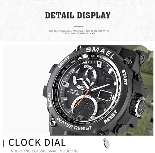 Miniatura 3 de Reloj analógico de cuarzo para hombre con doble pantalla y alarma digital con iluminación LED