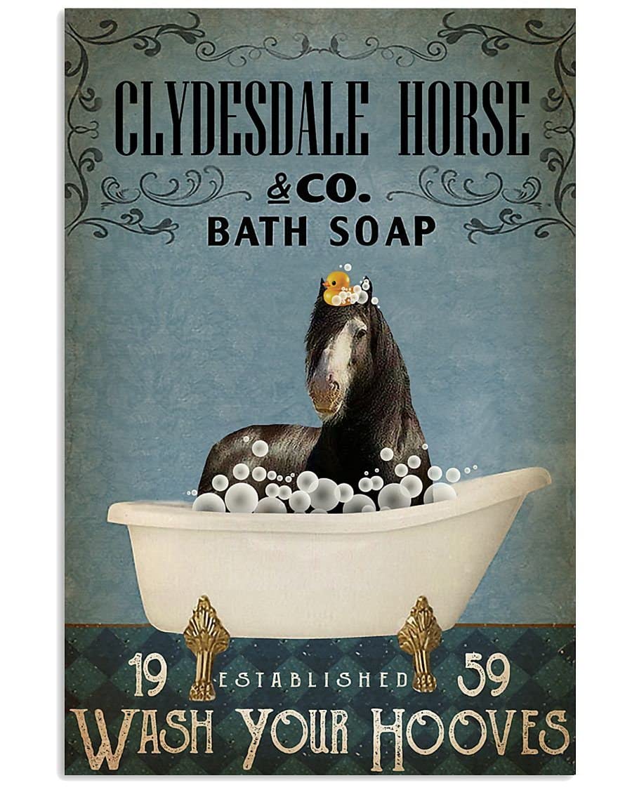 Bioprocess Clydesdale Horse Bath Soap S Poster Metal Sign Birthday Gift 8X12 Inch