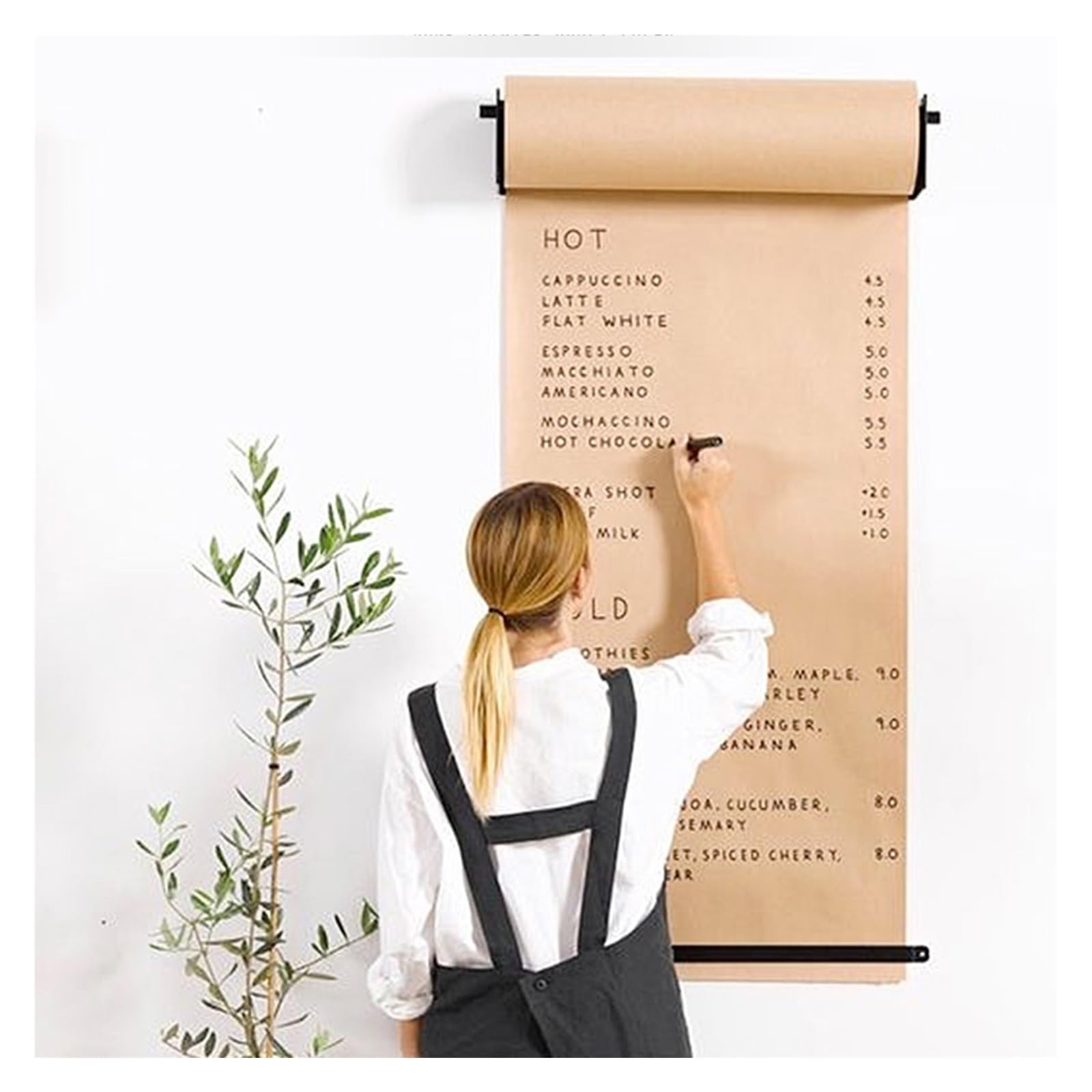 Distributeur Papier Kraft Mural 127 67 97 37 Cm, Coupe-Rouleau De Papier pour Cuisine/Salle Bricolage, Rouleau Papier Kraft avec Barre(37cm/14.6in)