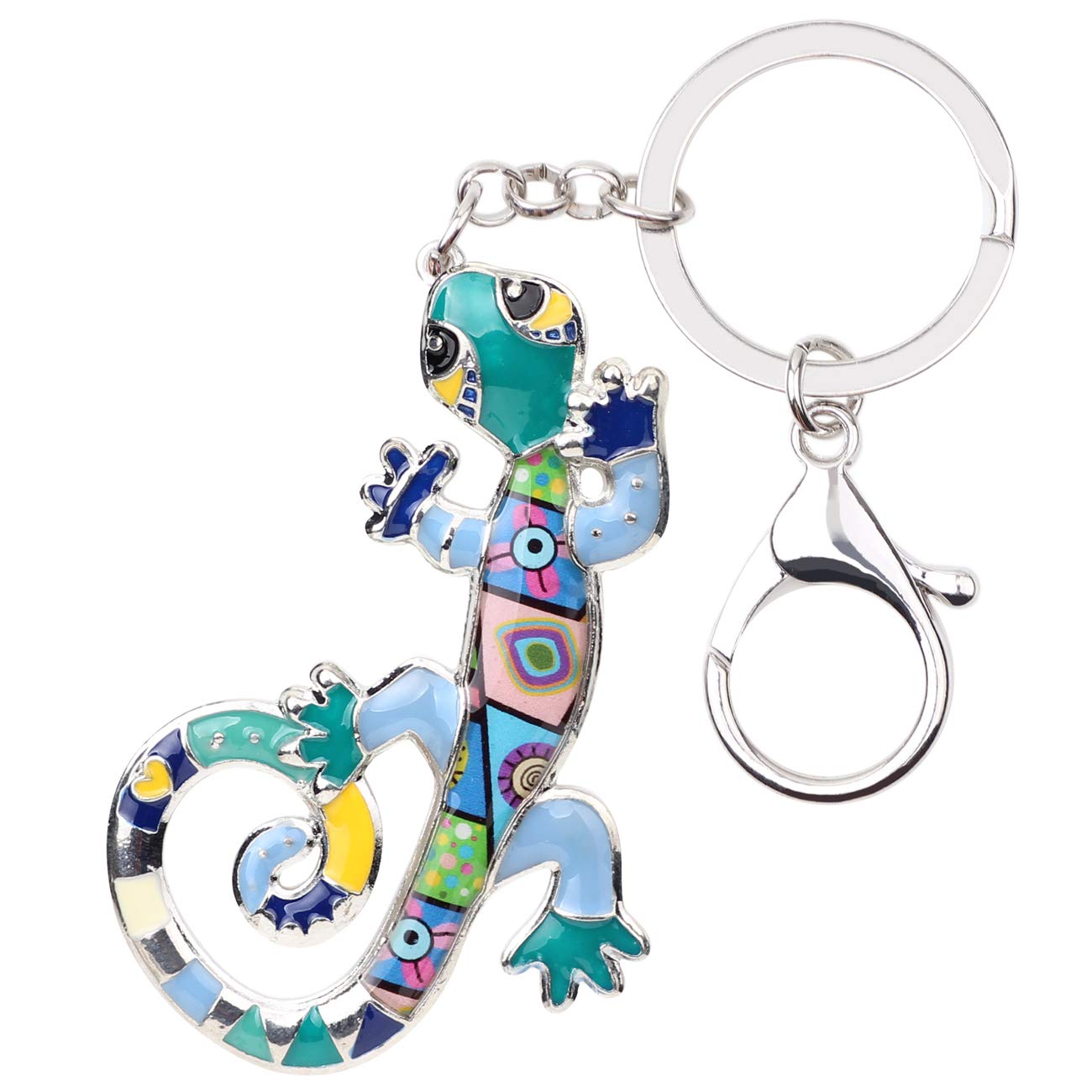 DOWAY Enamel Cute Lizard Gecko Keychain Keyring Charm for Handbags Purses Bags Belts Decor Gift (Blue)