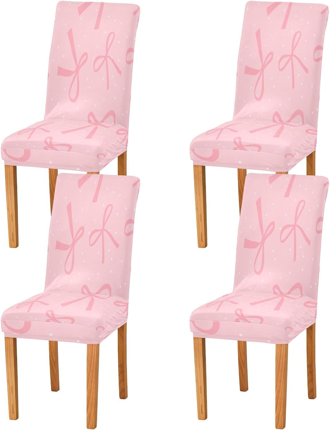 ALAZA Chair Covers for Dining Room, Bow White Dot Stretch Chair Cover Sets Chair Protector Removable Washable for Ktichen Restaurant Hotel