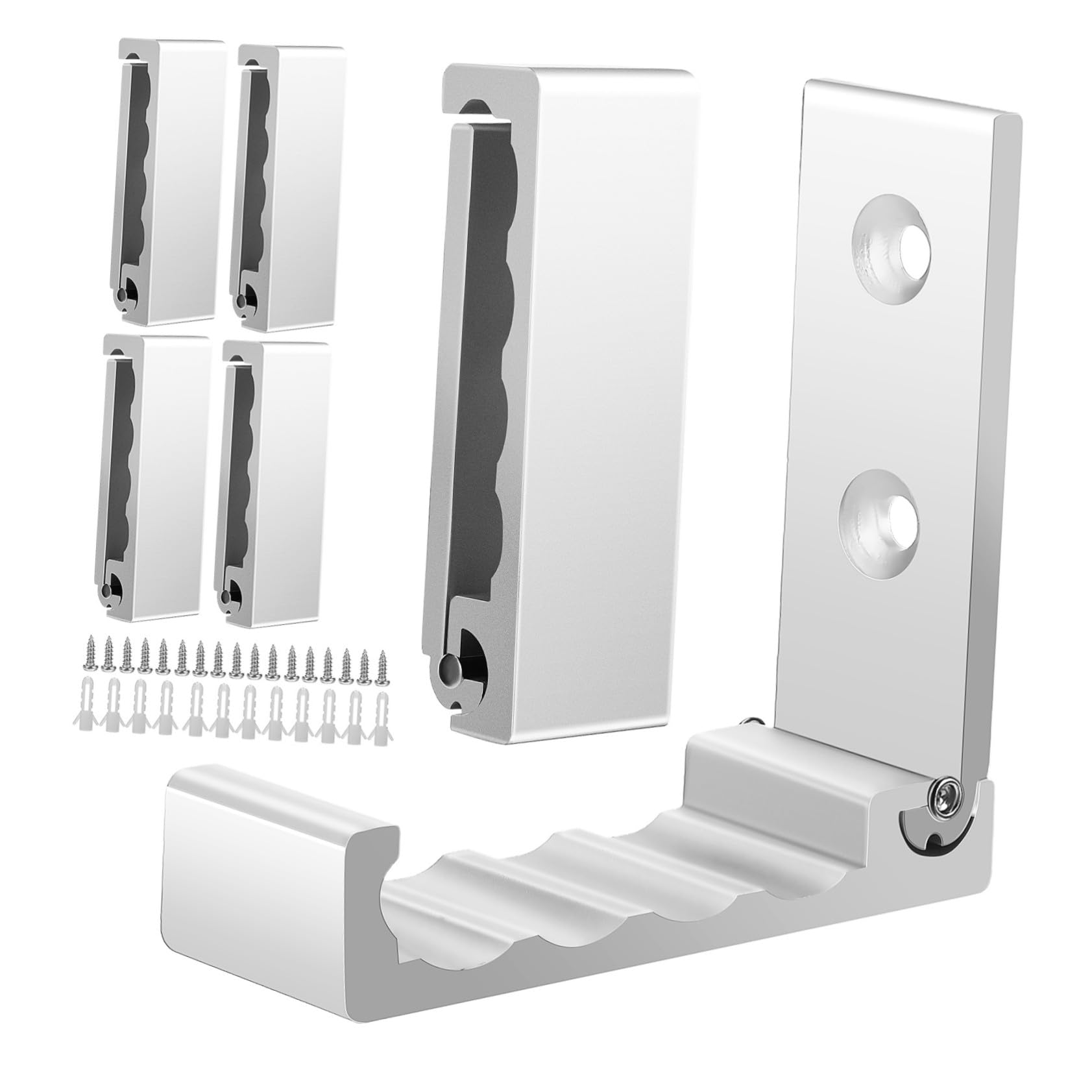 6 piezas Ganchos Pared Plegables de Aluminio con Montaje Tornillos de Colgar Ropa Bolsos y Toallas Diseño Ondulado y Mecanismo para Cocina y Dormitorio
