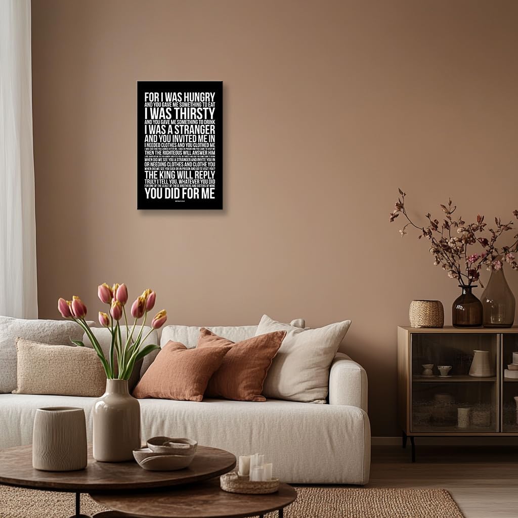 Lnzinro Matthew 25 Bible Verse Wall Art Prayer Poster Modern Framed Christian Quote Wall Decor Scripture Poster for Living Room Decor 08x12 inches