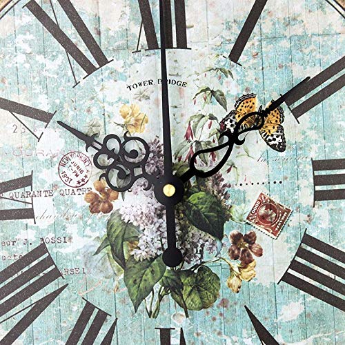 N /A Wall Clock 14 inch Mediterranean Style Bedroom Decor Watch Wall Retro Silent Wall Clock Roman Number Antique Wall Decor Clocks - Image 6