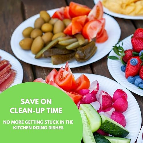 Miniatura 7 de Platos de papel desechables ecológicos para fiestas, 9 pulgadas, colores surtidos, 20 unidades (blanco)