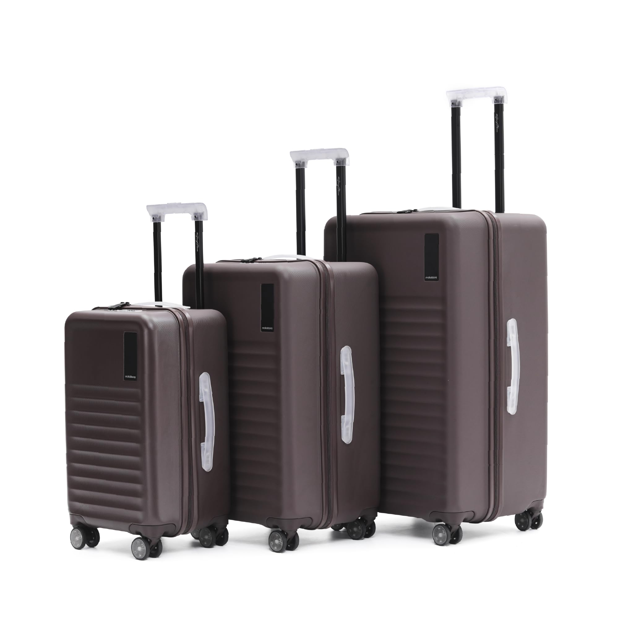 MOKOBARA Aisle Trunk Set of 3 Luggage Trolley Bag,Cabin(40L)+Check-in(70L)+Check-in Large(105L),Polycarbonate Hardshell,Frosted Hardware,TSA Lock,8 Silent Wheels,for 30+ Days Travel,Brown(Cool Beans)