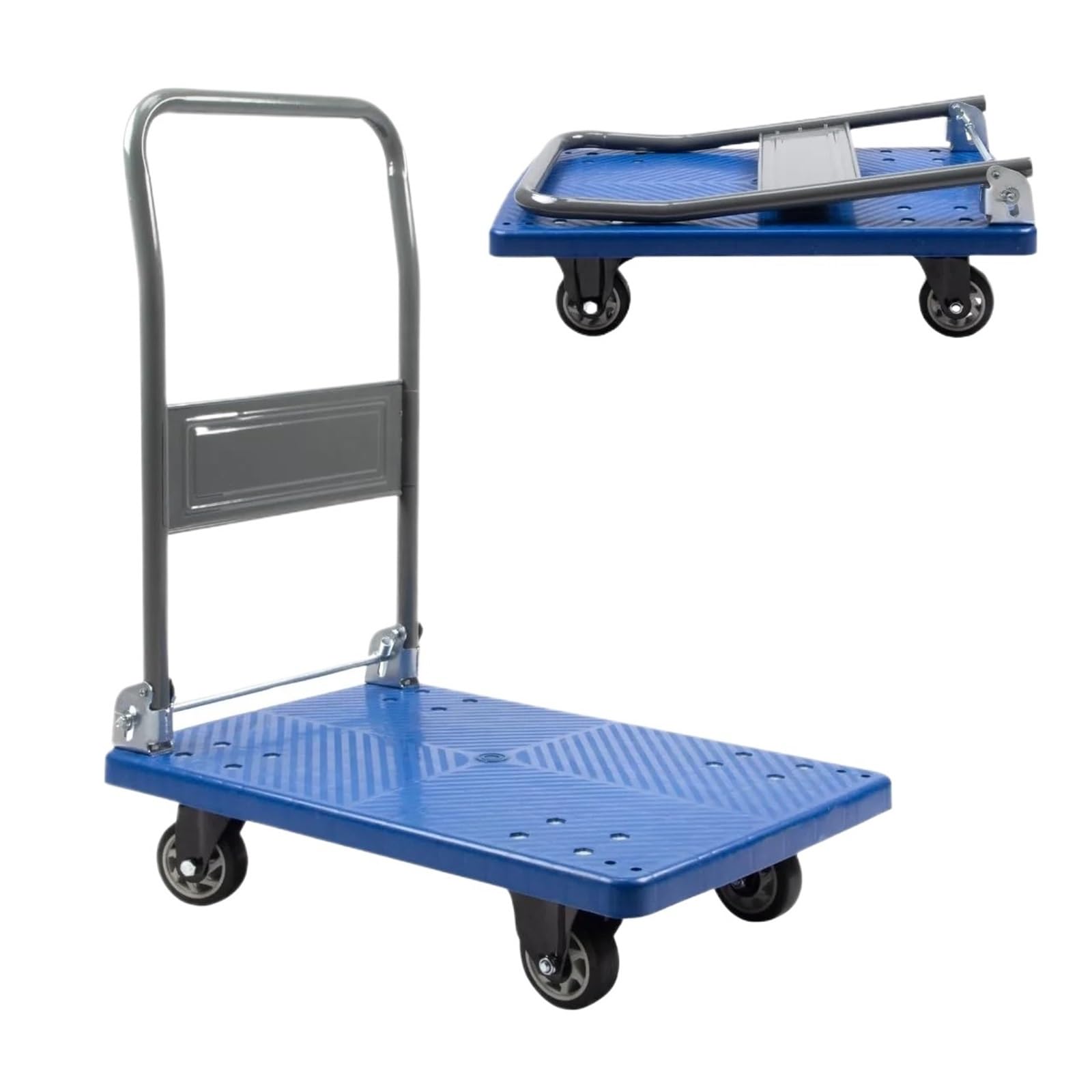 Carrello a mano con piattaforma pieghevole a 4 ruote carrello in plastica piatto, compatibile for lo stoccaggio(Red)