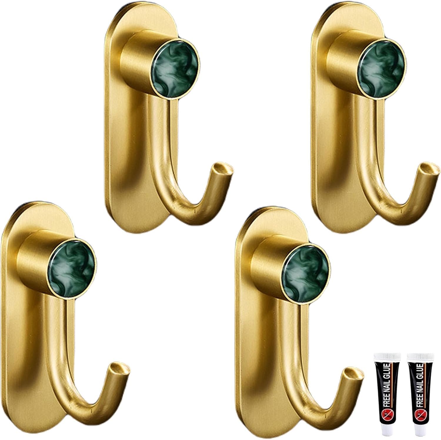 MOPAHCVT Clothing Racks Coat Hook,no Drilling Required, Brass Finish, Waterproof and Rust-Resistant(Green,68mm)