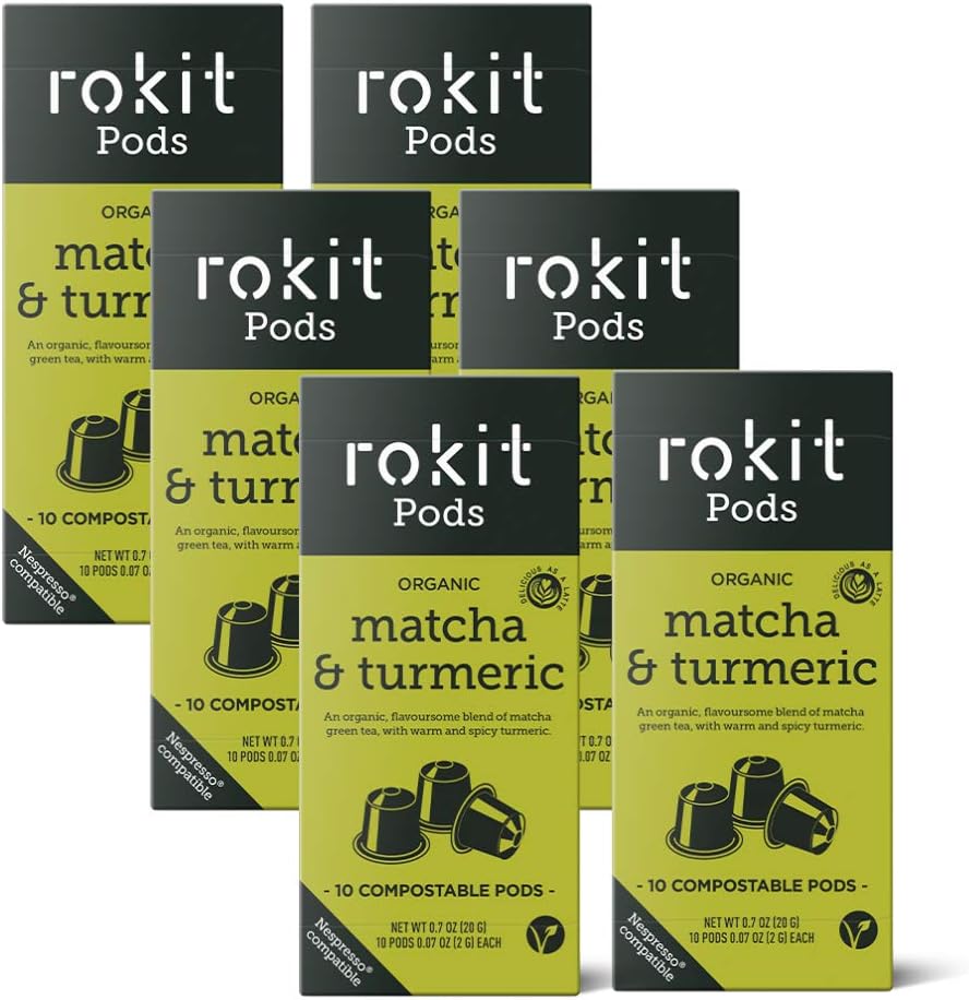 Rokit Pods Organic Japanese Matcha & Turmeric Tea Pods Nespresso