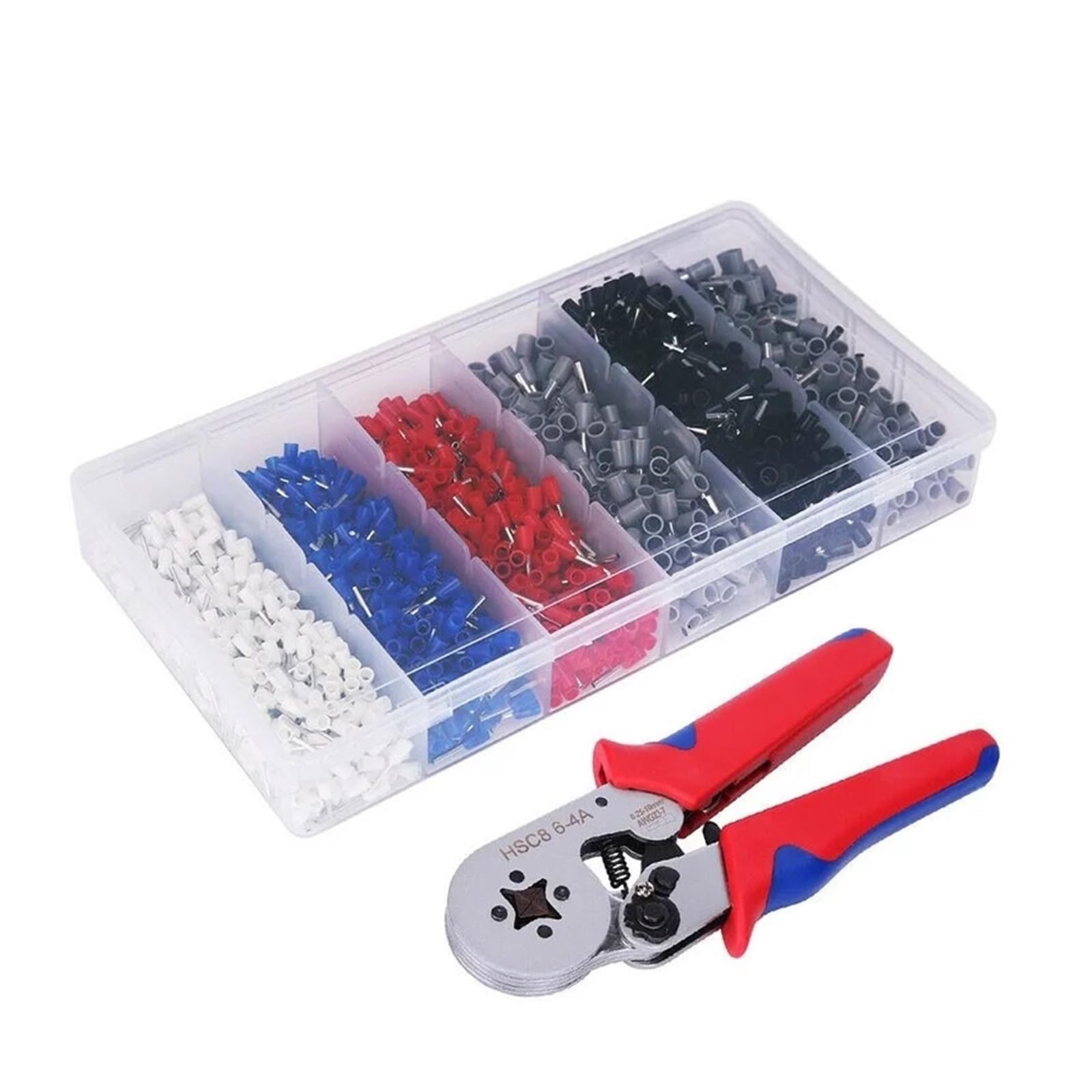 1500pcs Tube Terminal Insulated Terminal+ 1PCS Pliers HSC8 6-4 Crimping Tool 0.25-10mm² Wire Connector Electrical Tube Terminals
