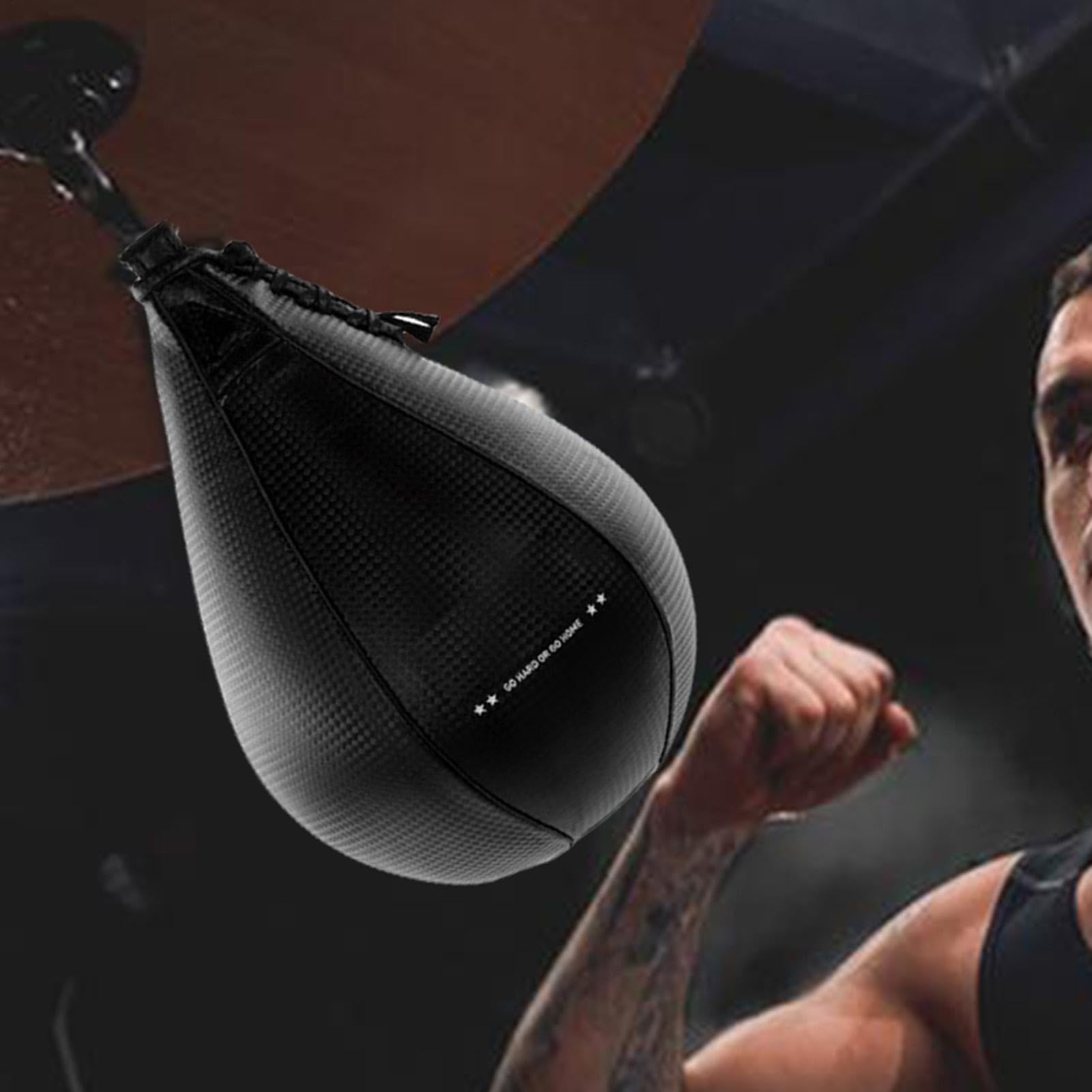 Pelota de boxeo con bolsa de velocidad | Pelota de boxeo de piel sintética con vejiga: equipo de entrenamiento elástico, saco de boxeo de velocidad para gimnasio en casa, entrenamiento de reflejos, fu