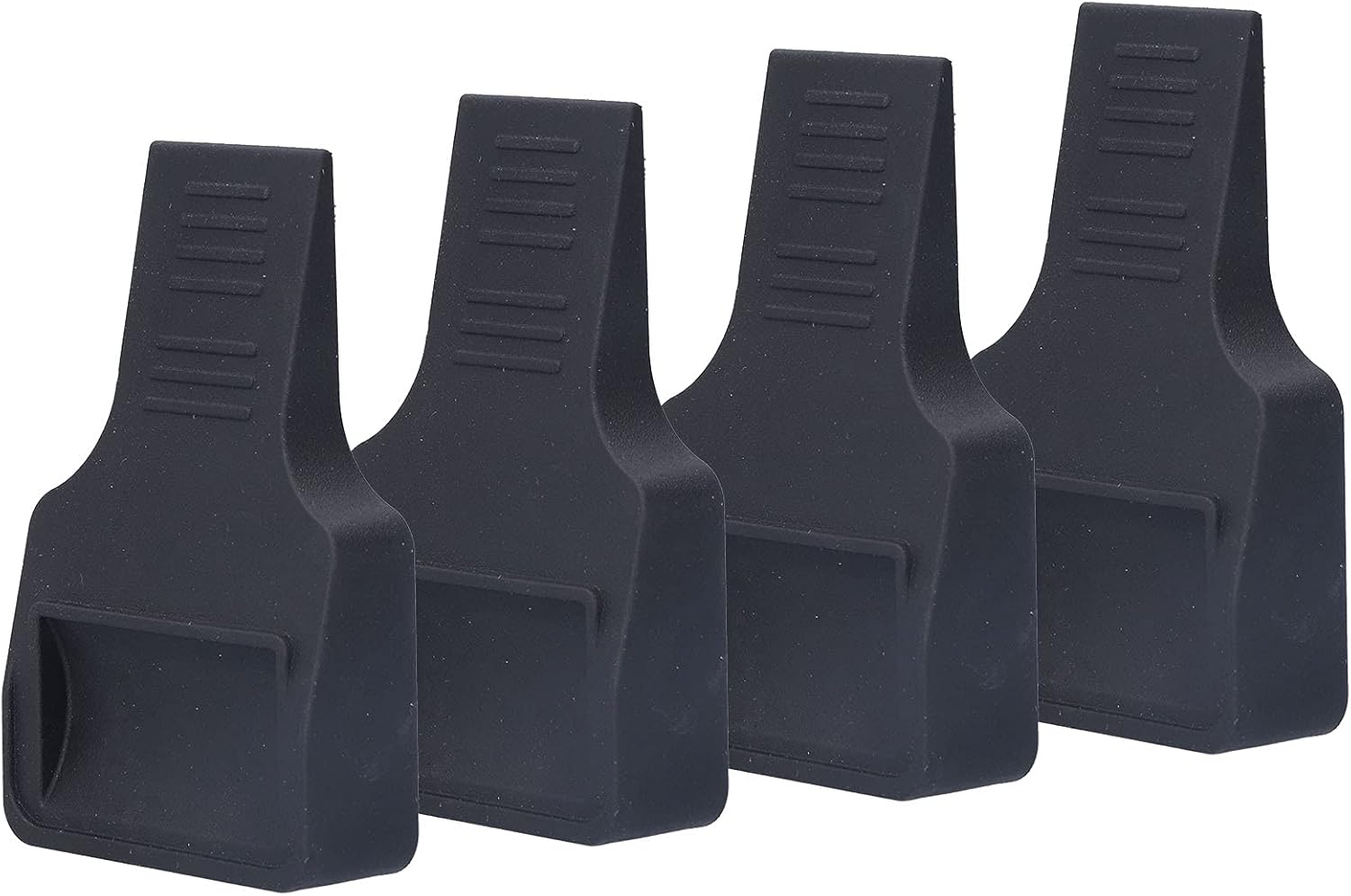 4Pcs U Shaped Wheel Stoppers, Furniture Caster Cups for Sofas Beds Chairs, Non Slip Wheel Stopper with V Groove Design, Black Rubber Floor Protectors for Home Office