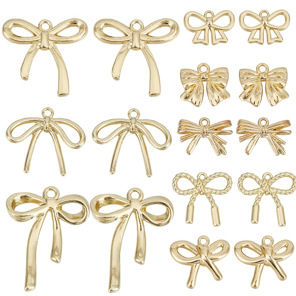 Breloques nœud papillon en alliage métallique doré pour fabrication de bijoux et boucle d'oreille