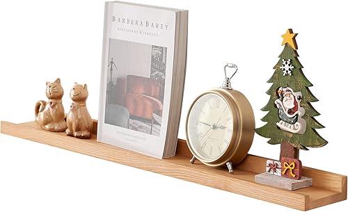 Miniatura 10 de Estante flotante para pared, estantes de pared de madera de roble natural de 24 pulgadas (ancho de actualización de 6 pulgadas), estante de repisa