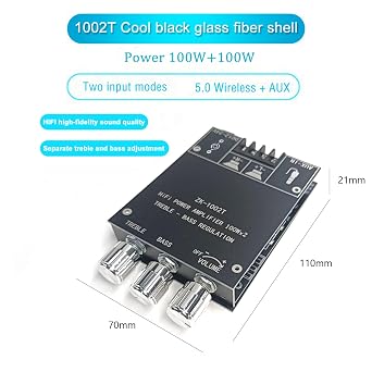 ZK-1002T Bluetooth-Compatible Amplifier HIFI 2.0 Channel 100Wx2 Module Kit