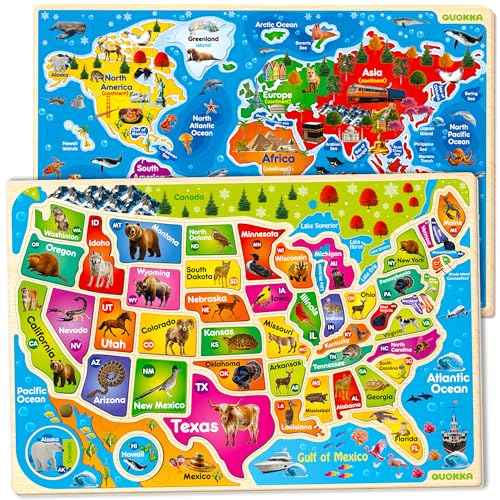 QUOKKA Wooden USA & World Puzzles