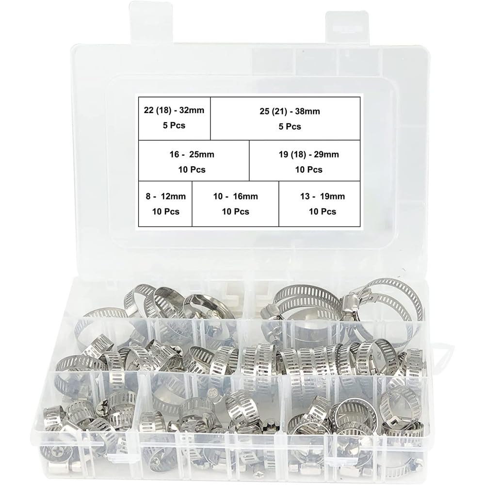 Zestaw 20/60 sztuk opasek zaciskowych do węży ze stali nierdzewnej, regulowanych, obrotowych, metalowych, 1/4''-1-1/2'' 6-38 mm, 60 sztuk w jednym pudełku