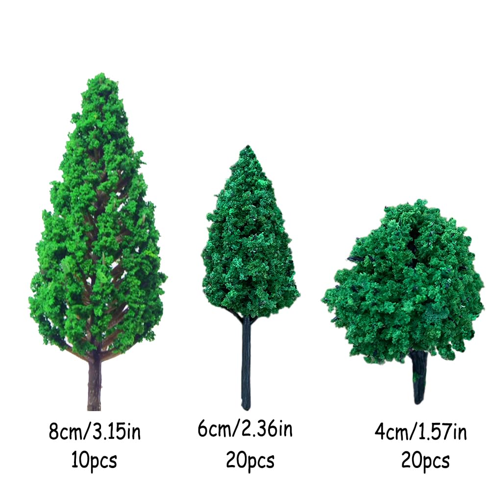 50 Pezzi Alberi Modello Misto, 4-8 cm Albero di Diorama, Modello Albero in Miniatura, Albero Ferroviari Scenario, per Paesaggio DIY (3 Stili)