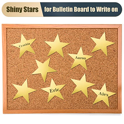 Image of 120 Pieces Stars Cutouts Gold Double Printed Star Cutout Aluminum Foil Paper Star Confetti Cutouts 6 Inch Large Glitter Stars Decorations for Bulletin Board Classroom Christmas Wedding Party Supplies