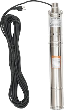 Deep Well Pump, 1 Inch Outlet Stainless Steel Submersible Well Pump 1.8m3/h 0.5HP 262.47 ft Head for Irrigation, Home, Industrial, 115V 60Hz