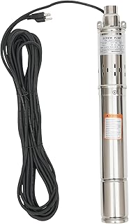 Deep Well Pump, 1 Inch Outlet Stainless Steel Submersible Well Pump 1.8m³/h 0.5HP 262.47 ft Head for Irrigation, Home, Industrial, 115V 60Hz