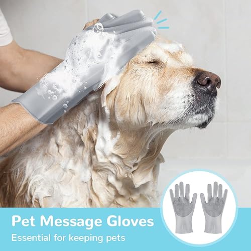 Miniatura 2 de WINMORE Guantes de silicona mejorados para lavar platos, puntas de los dedos con cepillo de limpieza de cerdas, resistentes al calor con esponjas,