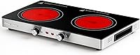 OVENTE BGI302GB Infrared Ceramic Double Burner 1800W Hot Plate - Portable Countertop Cooktop for Dorm Office RV