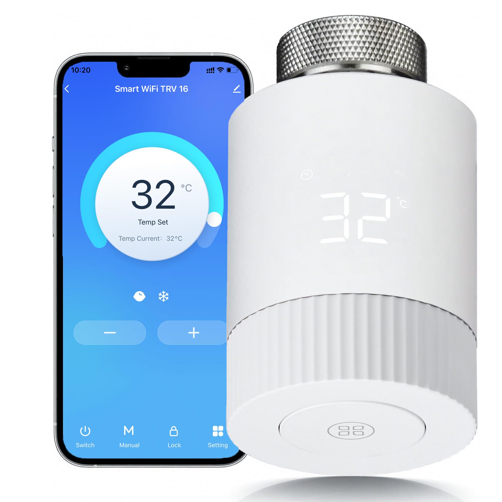 Termostato intelligente per termosifone, valvola termostatica LED, WiFi, termostato programmabile, controllo del riscaldamento, compatibile con Alexa/Google Home/Tuya/Smart Life