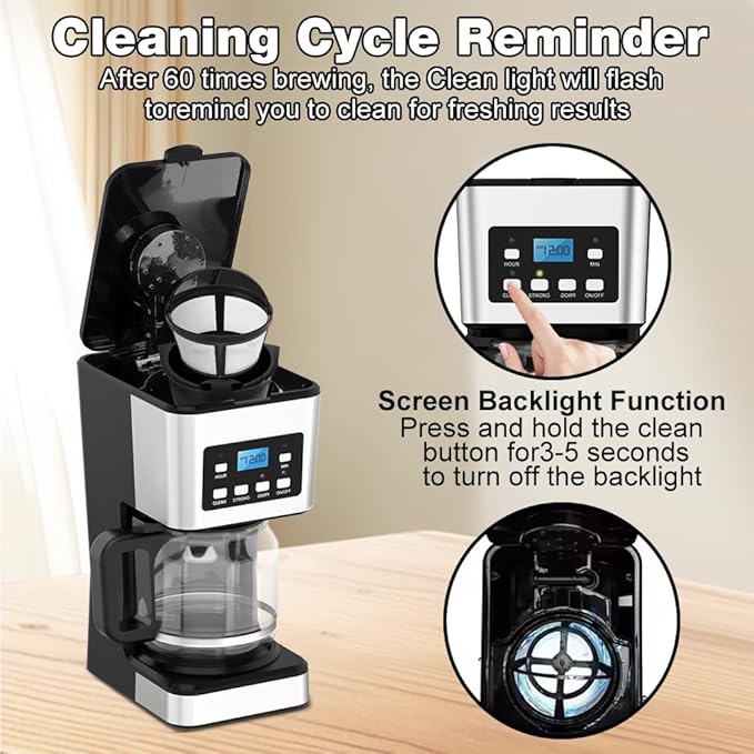 Cafetera Goteo Programable 12 Tazas con Fuerza Ajustable y Apagado Automático miniatura 8