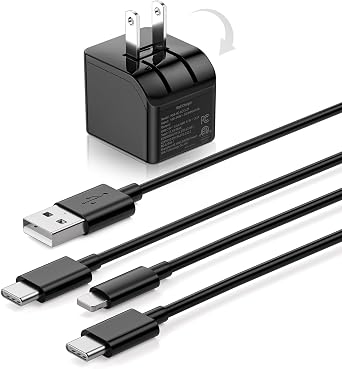 Quntis Foldable MFi Certified 15W Dual USB C Charger 2-Pack 6FT Cable for iPhone 15 14 13 12 11 iPad Galaxy