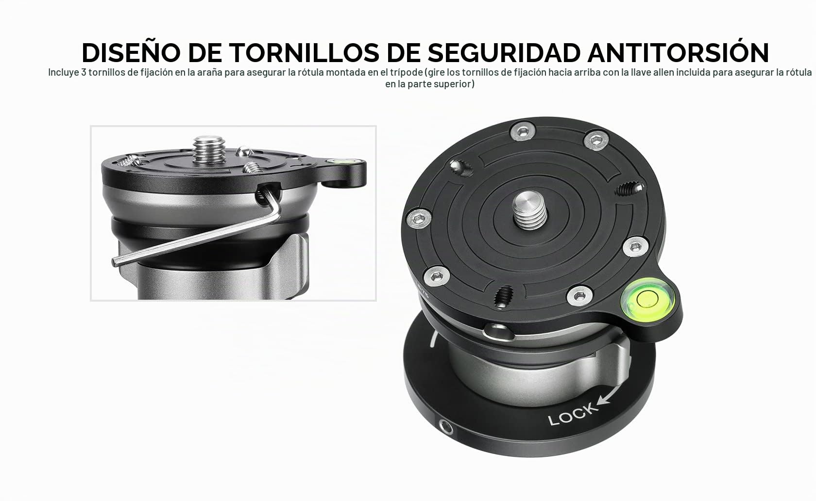 Base de nivelación LB-75 de 75 mm para trípode con cuello de bloqueo de mariposa, carga máxima de +/-15° de inclinación