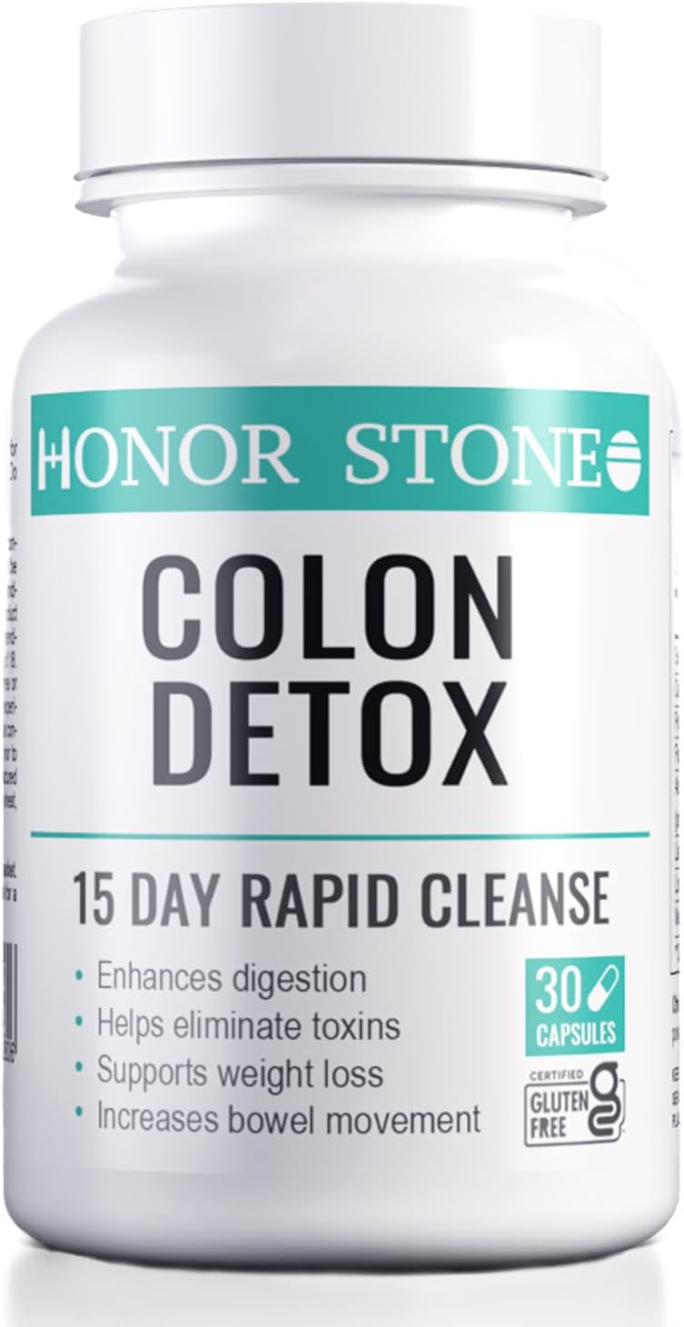 Honor Stone – Colon Cleanse 15 Day Detox – Supports Weight Loss – Helps Eliminate toxins – Relieves Constipation & Bloating – Probiotics Support Gut Health – Herbal Stool Softener