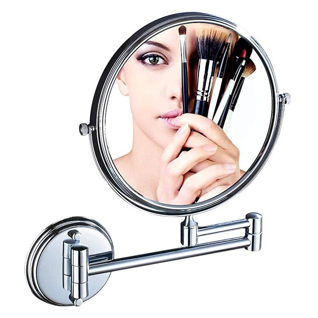 CFGJerWR Wall-mounted cosmetic mirror, Double-Sided 3X Magnification Copper Vanity Mirror - Wall Mounted Makeup for Bathroom(Bright)