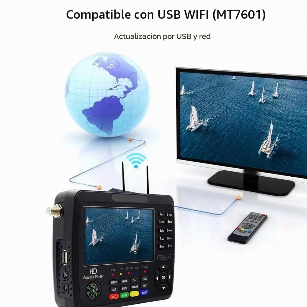 Medidor de Campo TDT, Buscador de señal de TV satelital V10 Finder Max HD, medidor de señal DVB-S/S2/S2X, decodificación H.265 de 10 bits, 1080P HD