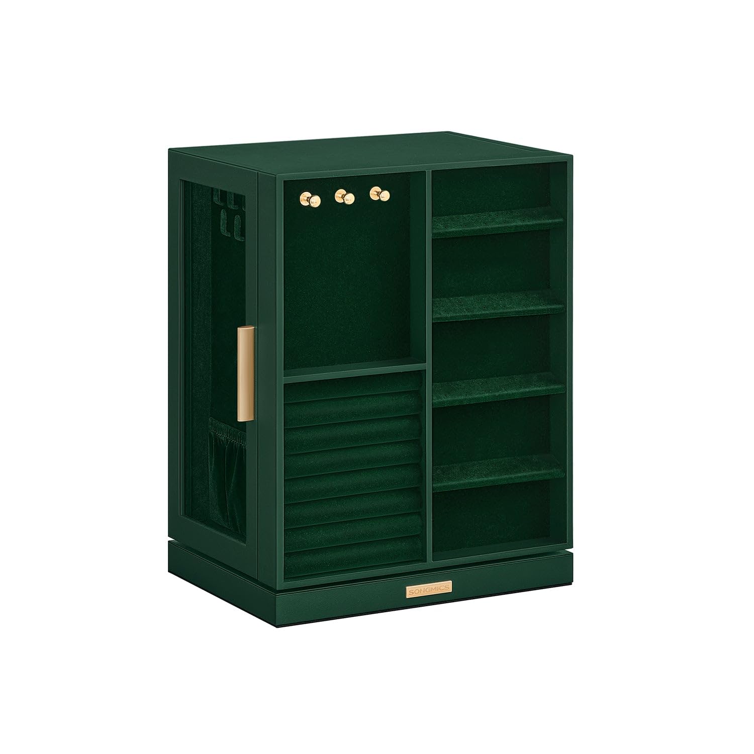 360° Rotating Jewellery Box with 5 Drawers, Forest Green / 16D x 22.2W x 28.5H cm