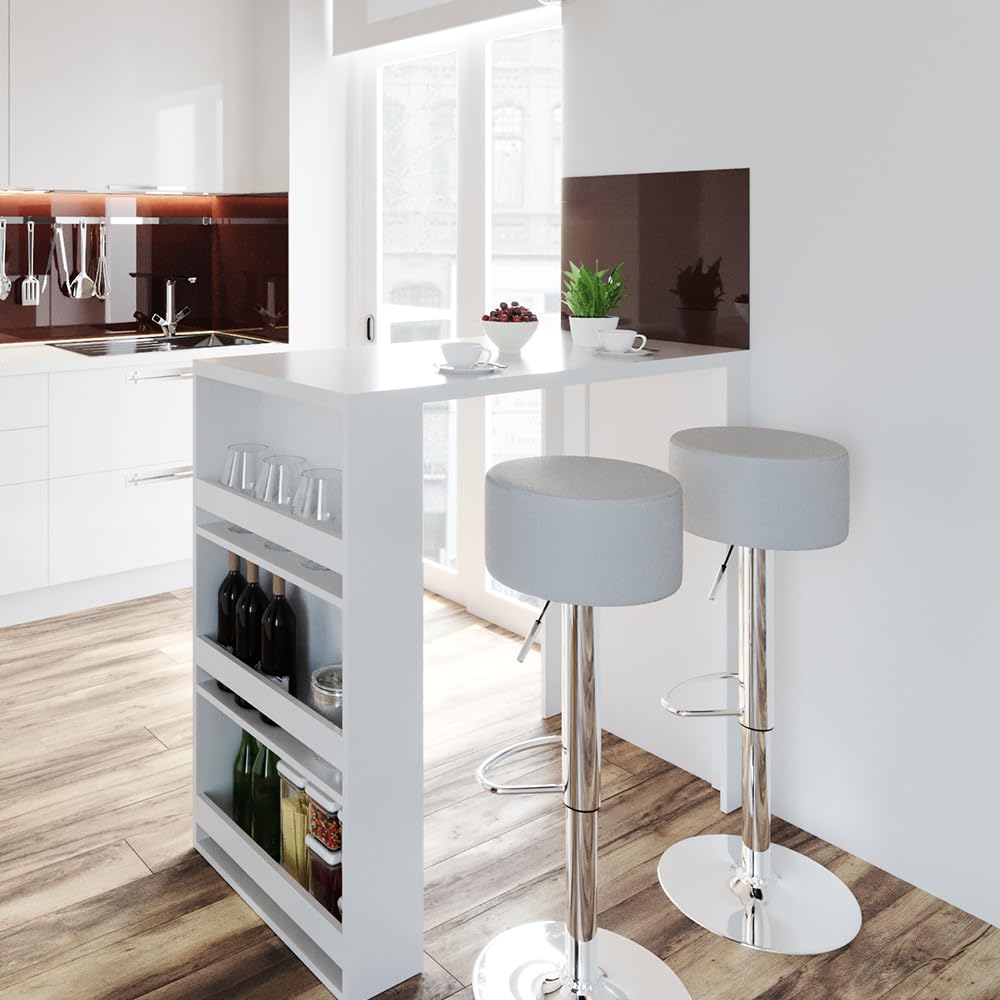Vicco Table de Bar, Blanc, 57x117cm | avec étagères ouvertes pour le rangement des ustensiles de cuisine