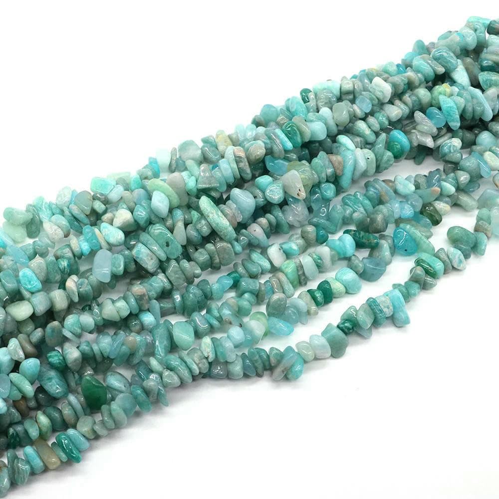 Natürliche blaue Amazonit-Splitter, Steinperlen, unregelmäßige Kieskristallperlen zur Schmuckherstellung, DIY-Armband, Halskettenzubehör – Blauer Amazonit – 10 Stück (ca. 81 cm)