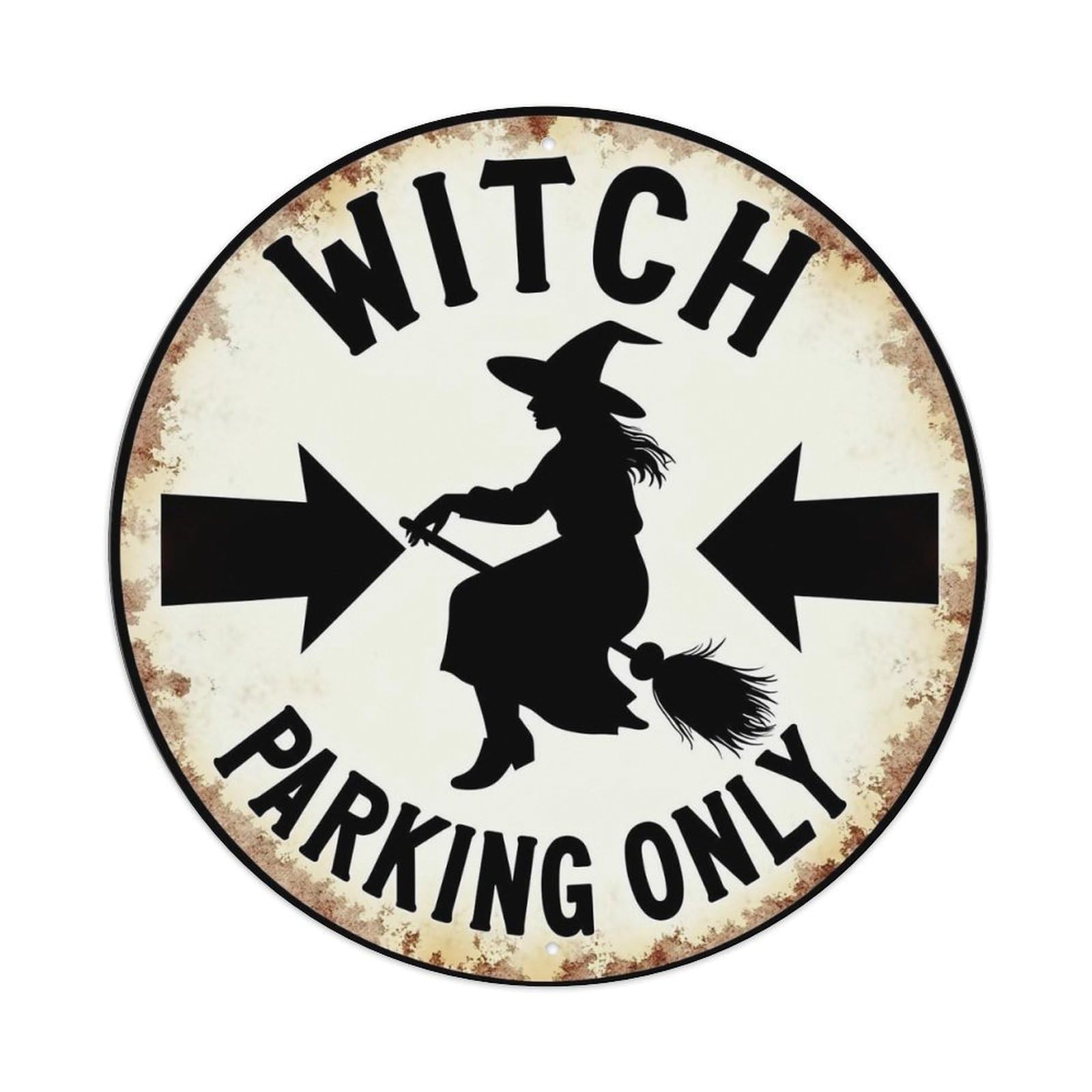 Witch Parking Only Sign Design Tin Sign Metal Poster Vintage Metal Signs for Home Man Cave Bar Cafe Kitchen laundry room Wall Decorations 8x8 inches